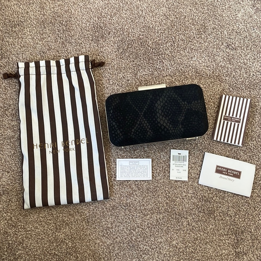 Henri Bendel After Party Box clutch - Black Suede